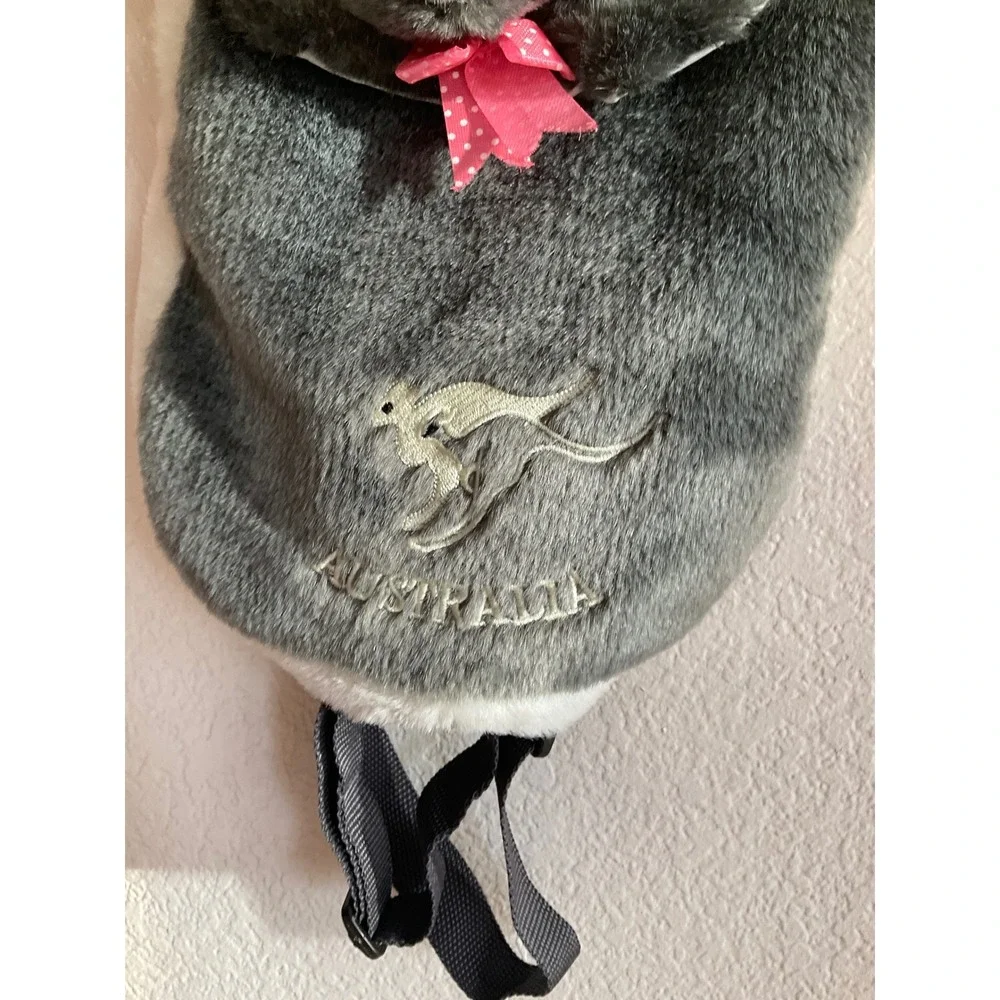 Softoi Australia Koala Plush Backpack Grey Faux‎ Fur Kangaroo Souvenir Bag NWT
